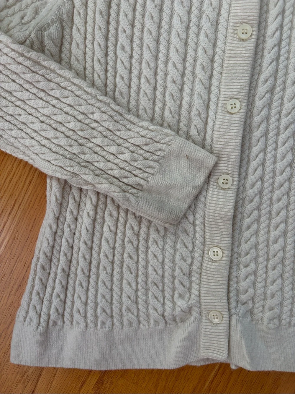 J.Crew cableknit crewneck cardigan in Merino wool cream size large